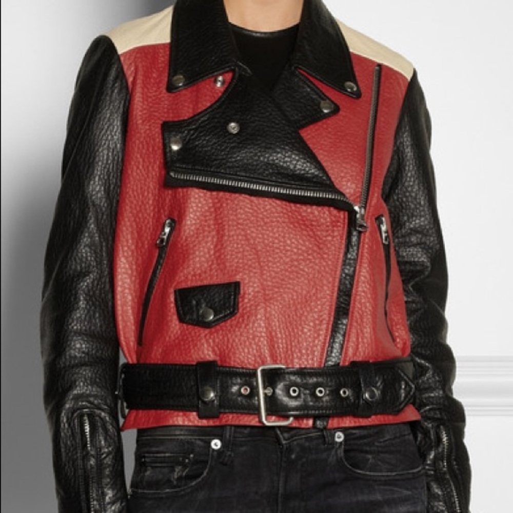 Acne Studios Merci Colorblock Leather Biker Jacket